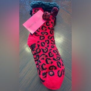 Betsey Johnson Red and Black Leopard Print Socks